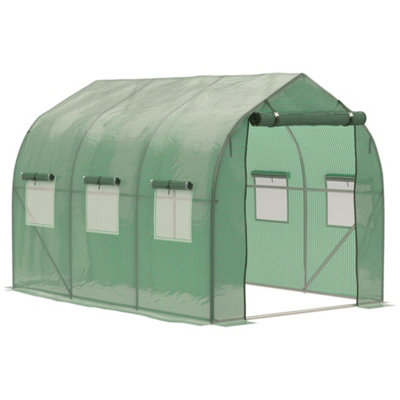 Outsunny 3 x 2 M Walk in Polytunnel Greenhouse Galvanised Steel  Zipped Door