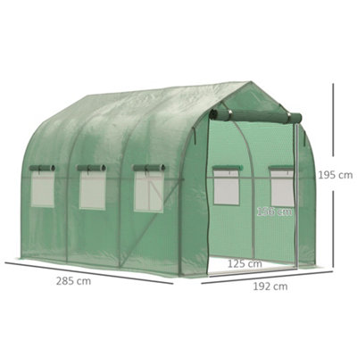 Outsunny 3 x 2 M Walk in Polytunnel Greenhouse Galvanised Steel  Zipped Door