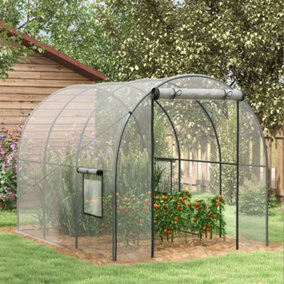 Outsunny 3 x 2 x 2m Polytunnel Greenhouse with Door, Windows, Steel Frame
