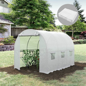 Outsunny 3 x 2 x 2m Replacement Greenhouse Cover w/ Windows, White