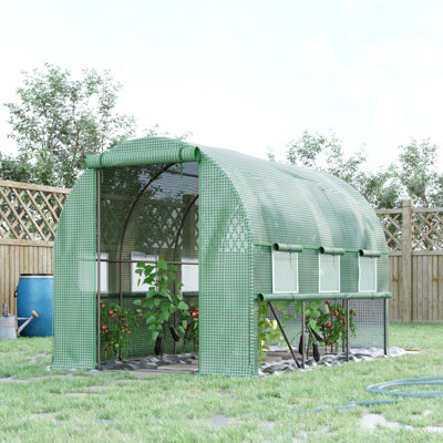 Outsunny 3 x 2 x 2m Walk-in Tunnel Greenhouse w/ PE Cover Mesh Window Green