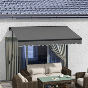 Outsunny 3 x 2m Electric Retractable Awning, Aluminium Frame, Dark Grey