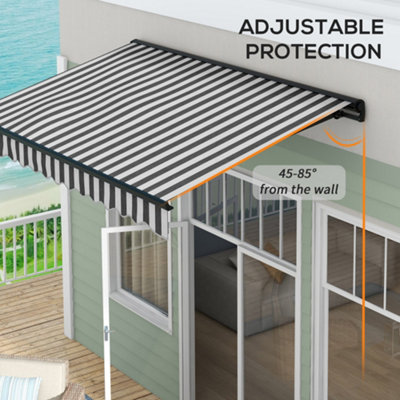 Outsunny 3 x 2m Electric Retractable Awning, Aluminium Frame, Grey & White