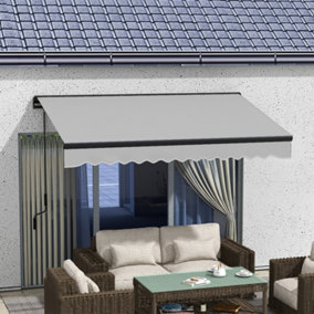 Outsunny 3 x 2m Electric Retractable Awning, Aluminium Frame, Light Grey