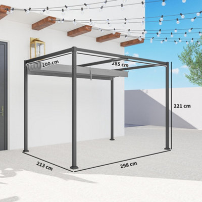 Outsunny 3 x 2m Metal Pergola Gazebo Patio Sun Shelter Retractable ...