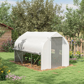 Outsunny 3 x 2m Walk-in Tunnel Greenhouse, Roll Up Sidewalls, Mesh Door
