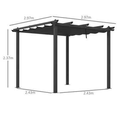 Outsunny 3 x 3(m) Garden Gazebo Canopy with Extendable Awning and Wheels