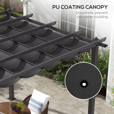 Outsunny 3 x 3(m) Aluminium Pergola with Retractable Roof, Garden Gazebo Canopy