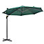 Outsunny 3 x 3(m) Cantilever Parasol with Cross Base, Garden Umbrella with 360 Rotation,Green,Please Use Weights Over 60kg