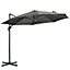 Outsunny 3 x 3(m) Cantilever Parasol with Cross Base, Garden Umbrella with 360 Rotation, Grey,Please Use Weights Over 60kg