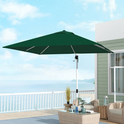 Outsunny 3 x 3(m) Cantilever Roma Parasol Garden Umbrella with Cross Base Green