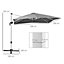 Outsunny 3 x 3(m) Cantilever Roma Parasol, Square Garden Umbrella with Cross Base, Tilt, 360 Rotation and Aluminium Frame, Grey