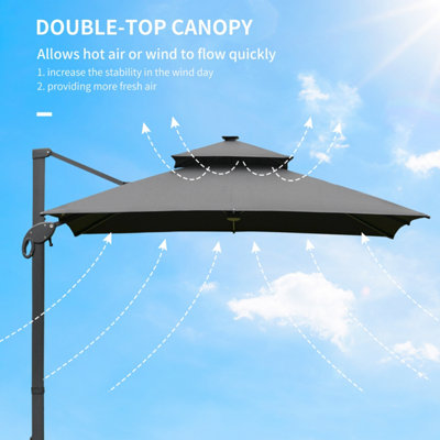 Outsunny 3 x 3(m) Cantilever Umbrella Power Bank Solar Cold