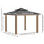 Outsunny 3 x 3 (m) Double Roof Hard Top Gazebo with Nettings & Curtains