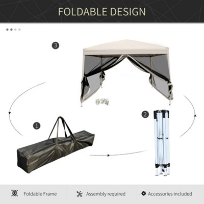 Outsunny 3 x 3(m) Gazebo Canopy Pop Up Tent Mesh Screen Garden Shade
