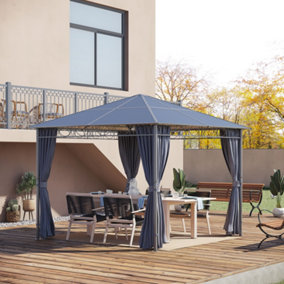 Outsunny 3 x 3(m) Hardtop Gazebo for Garden Party w/ Polycarbonate Curtains