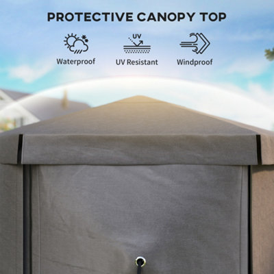 Outsunny 3 x 3(m) Hexagon Pop Up Gazebo with 5 Sides, Netting, Brown