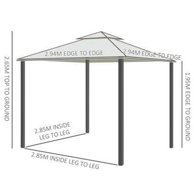 Outsunny 3 x 3 m Metal Gazebo Garden Outdoor 2-Tier Roof Marquee Party White