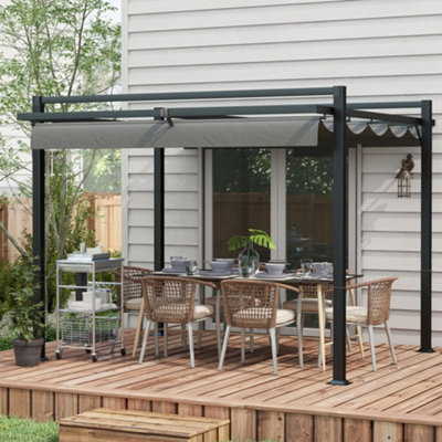 Outsunny 3 x 3(m) Pergola with Retractable Roof and Aluminium Frame ...