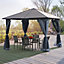 Outsunny 3 x 3(m) Polycarbonate Hardtop Gazebo with Aluminium Frame and Curtains