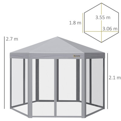 Outsunny 3 x 3(m) Pop Up Gazebo Foldable Canopy Tent w/ Roller Bag, Grey