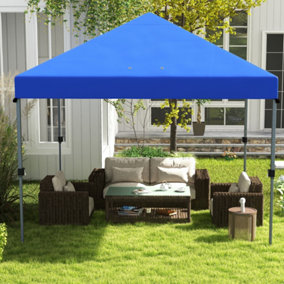 Outsunny 3 x 3(m) Pop Up Gazebo, Instant Shelter with 1-Button Push, Blue
