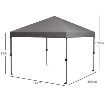 Outsunny 3 x 3(m) Pop Up Gazebo, Instant Shelter with 1-Button Push, Grey