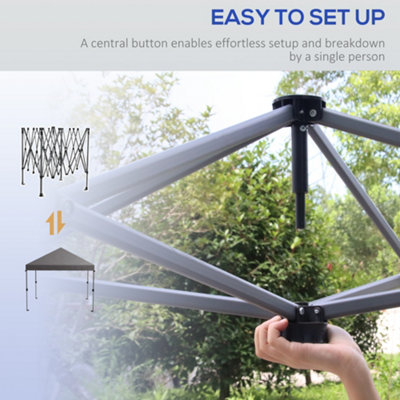Outsunny 3 x 3(m) Pop Up Gazebo, Instant Shelter with 1-Button Push, Grey