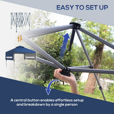 Outsunny 3 x 3(m) Pop Up Gazebo, Instant Shelter with Extend Dual Awning, Blue