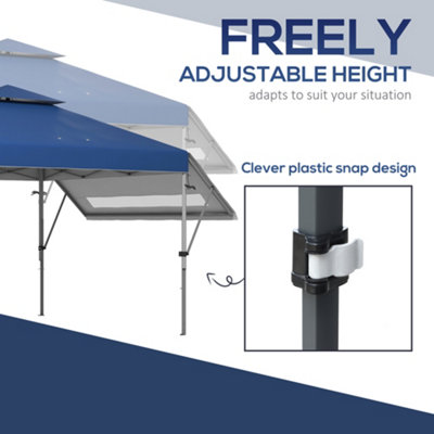 Outsunny 3 x 3(m) Pop Up Gazebo, Instant Shelter with Extend Dual Awning, Blue