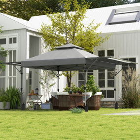 Outsunny 3 x 3(m) Pop Up Gazebo, Instant Shelter with Extend Dual Awning, Grey