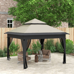 Outsunny 3 x 3(m) Pop Up Gazebo, Instant Shelter with Mosquito Netting, Grey
