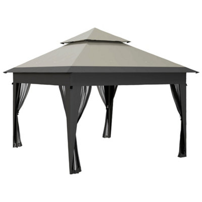 Outsunny 3 x 3(m) Pop Up Gazebo, Instant Shelter with Mosquito Netting, Grey
