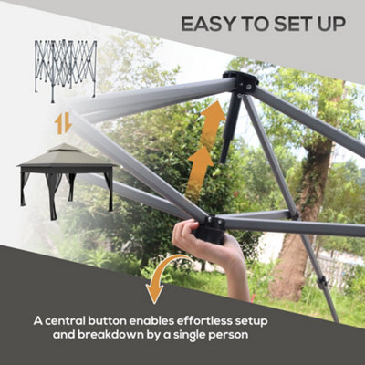 Outsunny 3 x 3(m) Pop Up Gazebo, Instant Shelter with Mosquito Netting, Grey