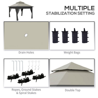 Outsunny 3 x 3(m) Pop Up Gazebo, Instant Shelter with Mosquito Netting, Grey