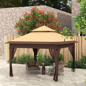 Outsunny 3 x 3(m) Pop Up Gazebo, Instant Shelter with Mosquito Netting, Khaki
