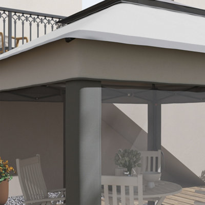 Outsunny 3 x 3(m) Pop Up Gazebo Tent with Netting, Height Adjustable, Grey