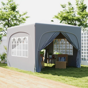 Outsunny 3 x 3(m) UPF50+ Pop Up Gazebo with Sides and Carry Bag, Light Grey