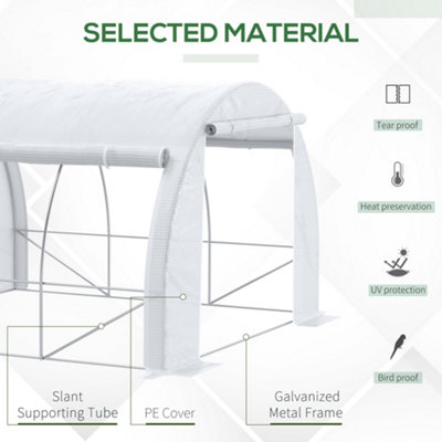 Outsunny 3 x 3 x 2 m Polytunnel Greenhouse Polly tunnel Tent  Steel Frame White