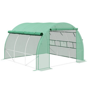 Outsunny 3 x 3 x 2 m Polytunnel Greenhouse Pollytunnel Tent Steel Frame Green