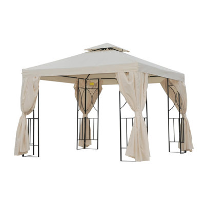 Outsunny 3 x 3m Garden Metal Gazebo Sun Shade Shelter Outdoor Party Tent Beige