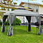 Outsunny 3 x 3m Garden Metal Gazebo Sun Shade Shelter Outdoor Party Tent Dark Grey