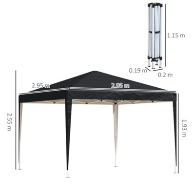 Outsunny Pop Up Pavillon 3x3m Mit Seitenwänden – UPF50+ Sonnenschutz, Höhenverstellbar, Inkl. Tragetasche Für Garten & Party