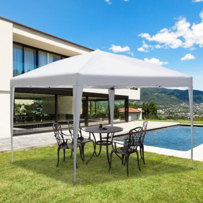 Outsunny Gazebo Pop-up Impermeabile Bianco Popup 3 × 3m Pieghevole Tenda da  Giardino