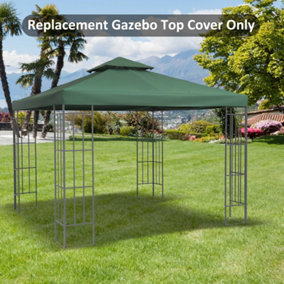 Outsunny 3 x 3m Gazebo Canopy Replacement Cover, Outdoor Replacement Gazebo Cover with 2 Tier Roof, Dark Green (TOP ONLY)
