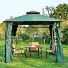 Outsunny 3 x 3m Metal Garden Gazebo Marquee Party Tent Canopy Pavilion Sidewalls