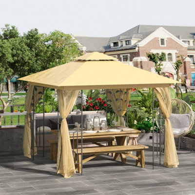 Outsunny 3 x 3m Patio Garden Metal Gazebo Marquee Tent Canopy Shelter Pavilion