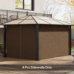 Outsunny 3 x 4(m) Universal Gazebo Replacement Sidewall Set, 4 Panels, Brown