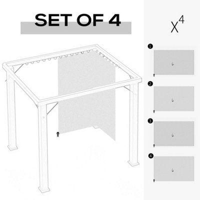 Outsunny 3 x 4(m) Universal Gazebo Replacement Sidewall Set with 4 Panels, Grey