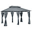 Outsunny 3 x 4m 2-Tier Steel Frame Gazebo with Curtains Outdoor Backyard Grey